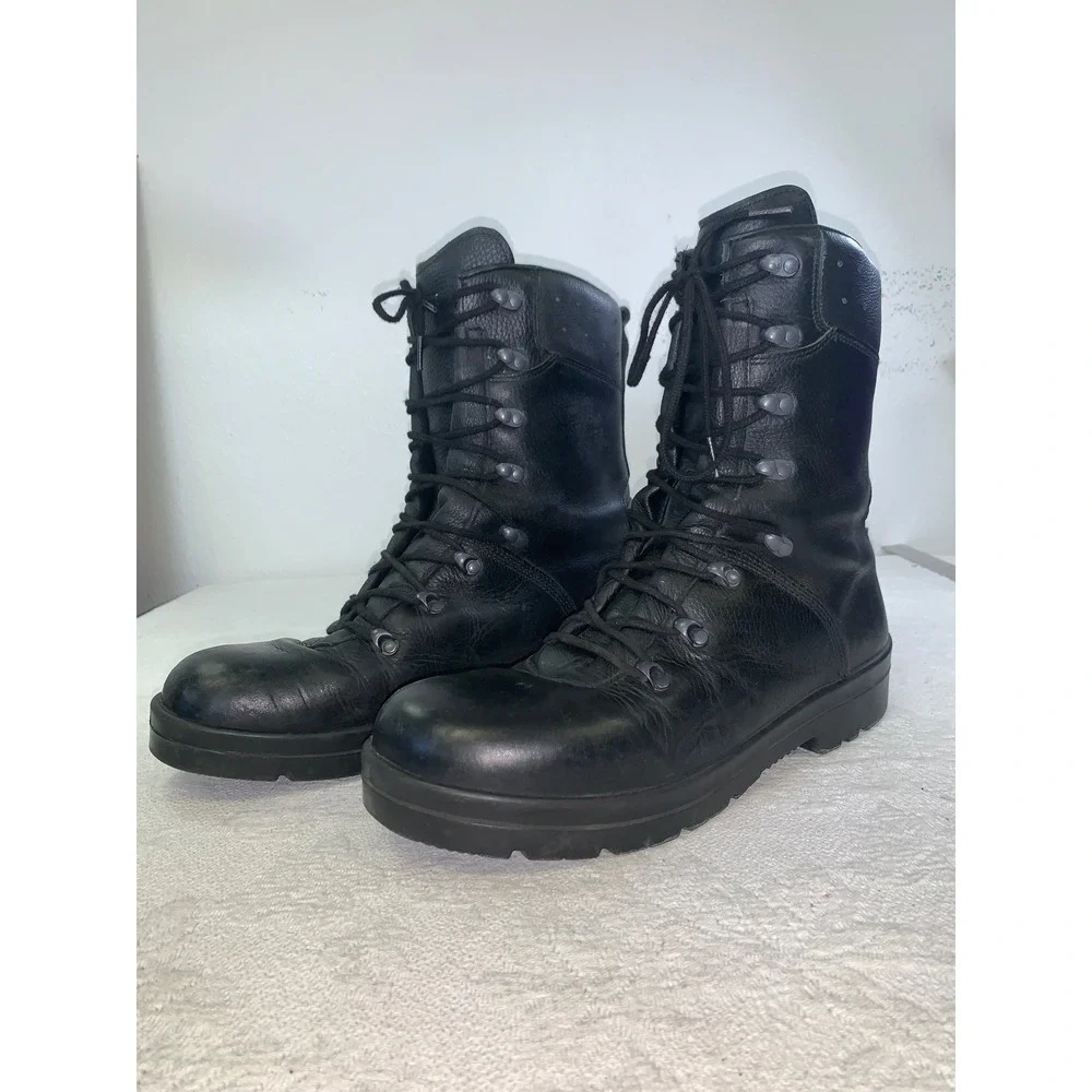 Vintage German Army Combat Boots Model 2000 Black Leather Mil-Surp Size 12